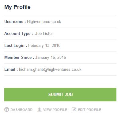 Highventures dashboard profile